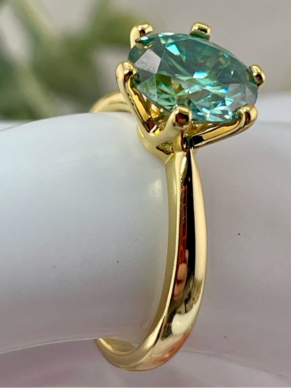3ct Diamond Green Ring Band. Yellow Gold on 925. Size 5 6 7 8 - Picture 7 of 17